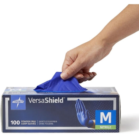 VersaShield - Exam Glove Medium NonSterile Nitrile Extended Cuff Length Textured Fingertips Blue Chemo Tested - Medline - VS311M