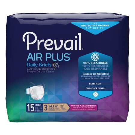 Prevail Air Plus - Unisex Adult Incontinence Brief Size 3 Disposable Heavy Absorbency - First Quality - PVBNG-014CA