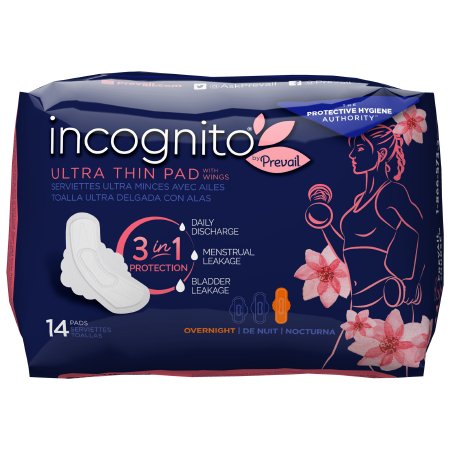 incognito by Prevail - Feminine Pad Ultra Thin with Wings / Overnight Heavy Absorbency - PVH-414