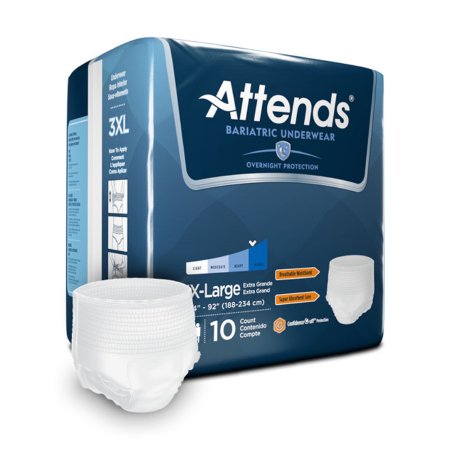 Attends Bariatric - Unisex Adult Absorbent Underwear Pull On with Tear Away Seams 3X-Large Disposable Heavy Absorbency - AU60
