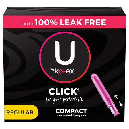 U By Kotex Click - Tampon U by Kotex Click Regular Absorbency Plastic Applicator Individually Wrapped - 53445