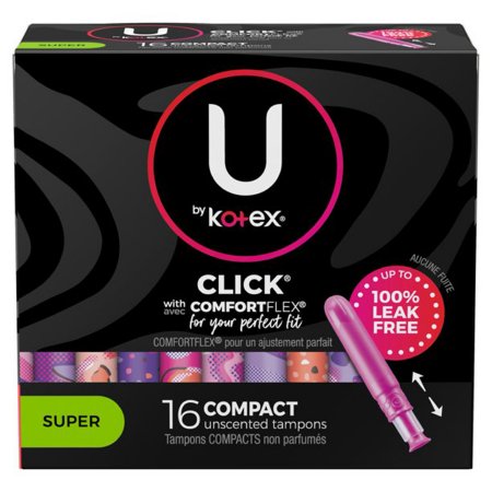 U By Kotex Click - Tampon U by Kotex Click Super Absorbency Plastic Applicator Individually Wrapped - 51581