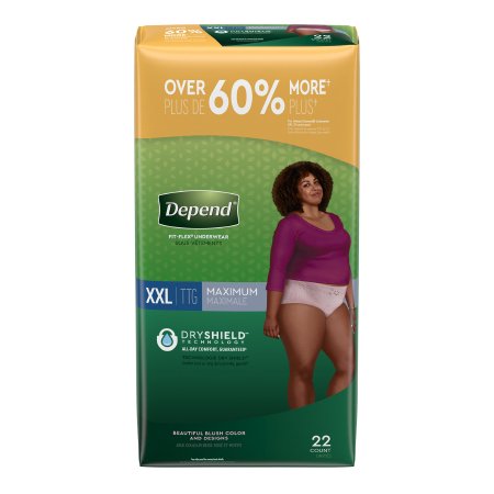 Depend FIT-FLEX - Female Adult Absorbent Underwear Pull On with Tear Away Seams 2X-Large Disposable Heavy Absorbency - 53306