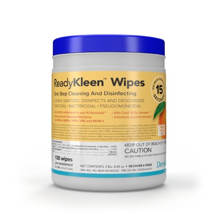 ReadyKleen - Surface Disinfectant Cleaner Premoistened Manual Pull Wipe 130 Count Canister Citrus Scent NonSterile - 35302