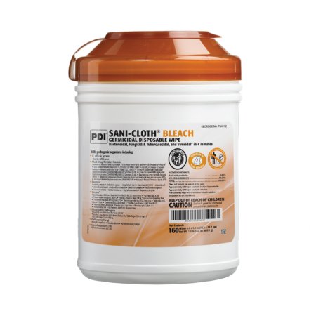 Sani-Cloth Bleach - Surface Disinfectant Cleaner Premoistened Germicidal Manual Pull Wipe 160 Count Canister Bleach Scent NonSterile - Professional Disposables - P84172
