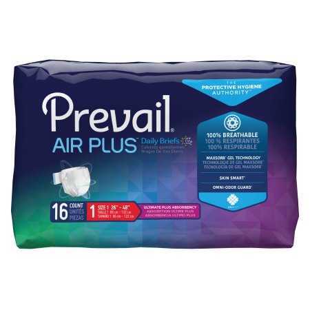 Prevail Air Plus - Unisex Incontinence Brief Size 1 Heavy Absorbency - First Quality - PVBNG-012CA