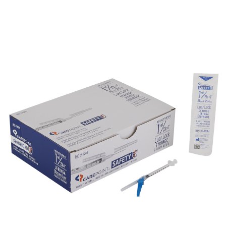Carepoint Safety - Syringe with Hypodermic Needle 1 mL 23 Gauge 1 Inch Regular Wall Hinged Safety Needle - 35-8204