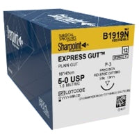 Surgical Specialties - Suture with Needle Absorbable Uncoated Undyed Suture Plain Gut Size 5 - 0 18 Inch Suture 1-Needle 13 mm Length 3/8 Circle Precision Reverse Cutting Needle - B1919N