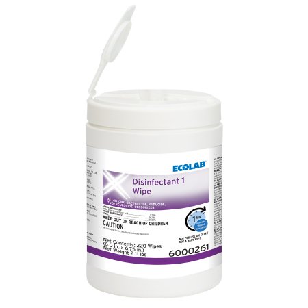 Ecolab Disinfectant 1 - Surface Disinfectant Cleaner Bactericidal Manual Pull Wipe 220 Count Canister Sweet Scent NonSterile - Ecolab - 6000261
