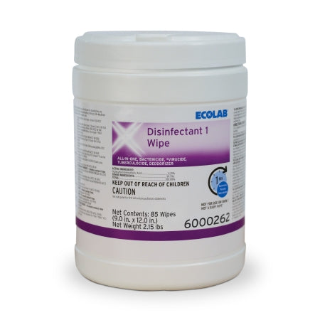 Ecolab Disinfectant 1 - Surface Disinfectant Cleaner Bactericidal Manual Pull Wipe 85 Count Canister Sweet Scent NonSterile - Ecolab - 6000262