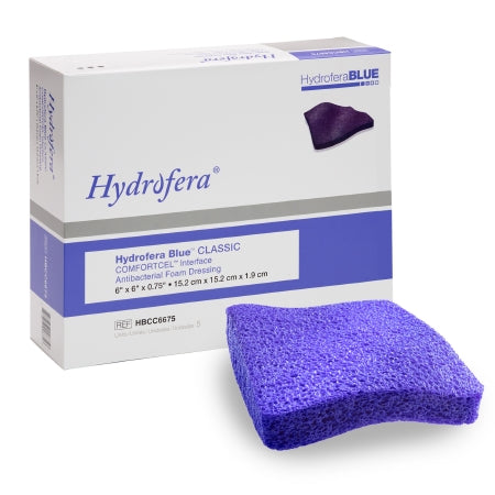 Hydrofera Blue ComfortCel Interface - Antimicrobial Foam Dressing 6 X 6 Inch Square Without Border Sterile - Hydrofera - HBCC6675
