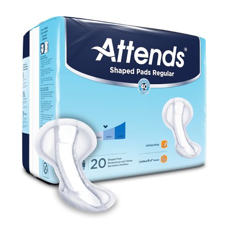 Attends Shaped Pads Regular - Bladder Control Pad 12 X 25.2 Inch Heavy Absorbency Polymer Core One Size Fits Most Adult Unisex Disposable - SPDRA