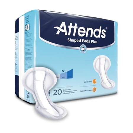 Attends Shaped Pads Super Plus - Bladder Control Pad 12 X 25-1/2 Inch Heavy Absorbency Polymer Core One Size Fits Most Adult Unisex Disposable - Attends Healthcare Products - SPDPA