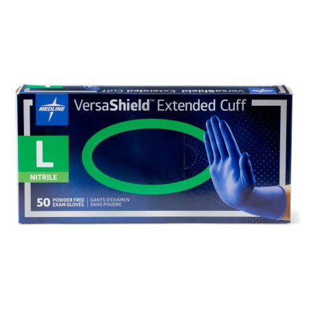 VersaShield - Exam Glove Large NonSterile Nitrile Extended Cuff Length Textured Fingertips Blue Chemo Tested - Medline - VS711L