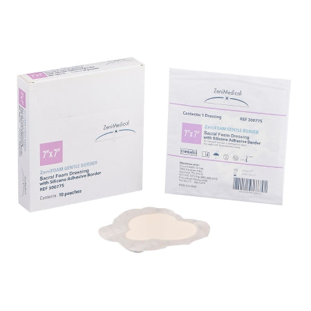 Zenifoam Gentle Border - Foam Dressing 7 X 7 Inch Sacral Silicone Adhesive with Border Sterile - Focus Health Group - 30077-S