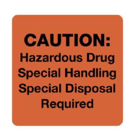 Key Surgical - Pre-printed Label Warning Label Fluorescent Red Paper Biohazard Drugs Black Caution 3 X 3 Inch - ULBH325