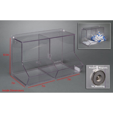 Poltex - Two Compartment Bulk Bin with Lid Clear PETG 7 X 7 X 7 X 8-1/2 Inch - BLKBNLIDL-M