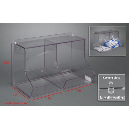 Poltex - Two Compartment Bulk Bin with Lid Clear PETG 7 X 7 X 7 X 8-1/2 Inch - BLKBNLIDL-W