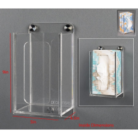 Poltex DECO - Tissue Box Holder Clear Acrylic Manual 1 Tissue Box Wall Mount - Poltex - DECOTIS45-W
