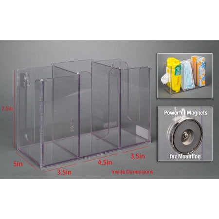 Poltex - Multi Holder Clear Acrylic Manual 3 Compartment Magnet Mount - MSKWIP-M