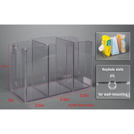 Poltex - Multi Holder Clear Acrylic Manual 3 Compartment Wall Mount - MSKWIP-W