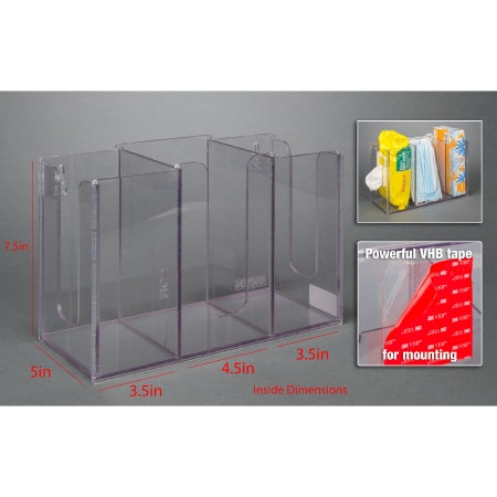 Poltex - Multi Holder Clear Acrylic Manual 3 Compartment VHB Tape Mount - MSKWIP-T