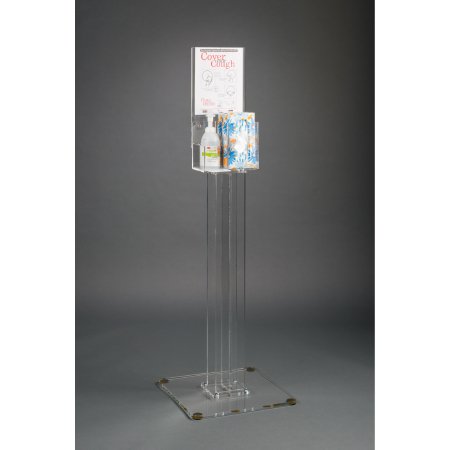 Poltex - Respiratory Hygiene Station Clear PETG / Acrylic Manual 2 Compartment Floor Stand - RESPH-S