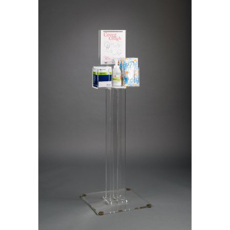 Poltex - Respiratory Hygiene Station Clear PETG / Acrylic Manual 3 Compartment Floor Stand - RESPQ-S