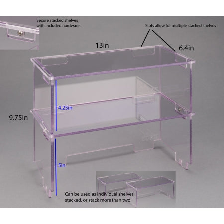 Stack It - Lab Bench Shelf 2 Shelves, 1/4 inch Thick, Clear, 6-2/5 X 9-3/4 X 13 Inch - STAKIT-CASE2