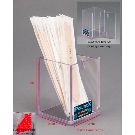 Poltex - Swab / Tongue Depressor Holder Clear PETG Manual One Compartment VHB Tape Mount - SWABR-T