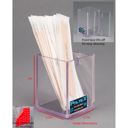 Poltex - Swab / Tongue Depressor Holder Clear PETG Manual One Compartment VHB Tape Mount - SWABR-T