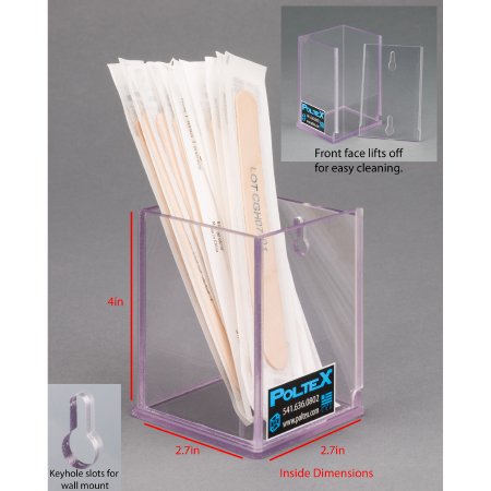 Poltex - Swab / Tongue Depressor Holder Clear PETG Manual One Compartment Wall Mount - SWABR-W
