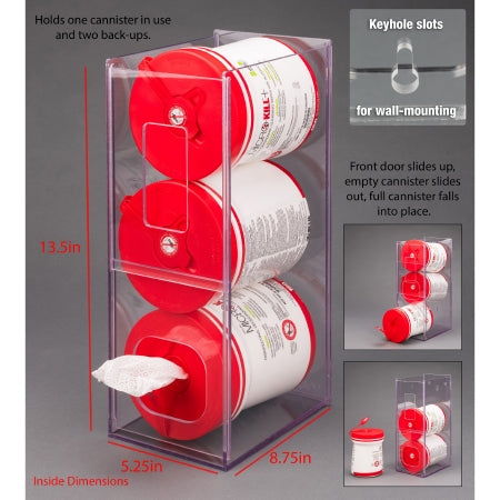 Poltex - Wipe Dispenser Clear PETG Manual Three Compartment Wall Mount - WIPE3VM-W