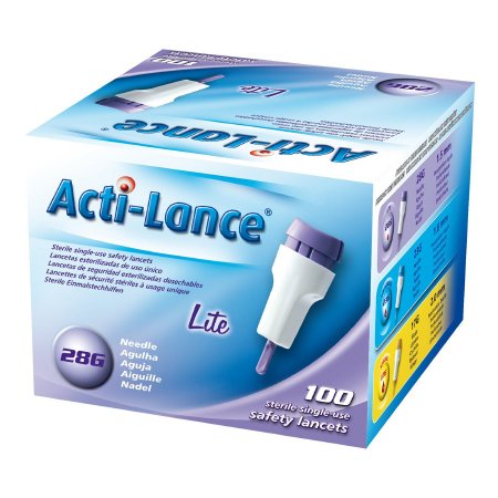 Acti-Lance Lite - Lancet Acti Lance Needle 1.5 mm Depth 28 Gauge Push Button Activation - 7155