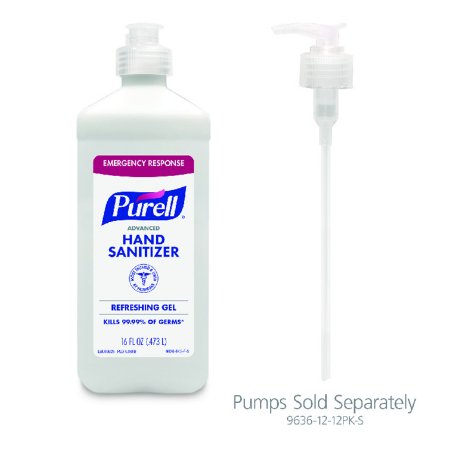 Purell - Hand Sanitizer 16 oz. Ethyl Alcohol Gel Pump Bottle - Gojo - 9636-12-P