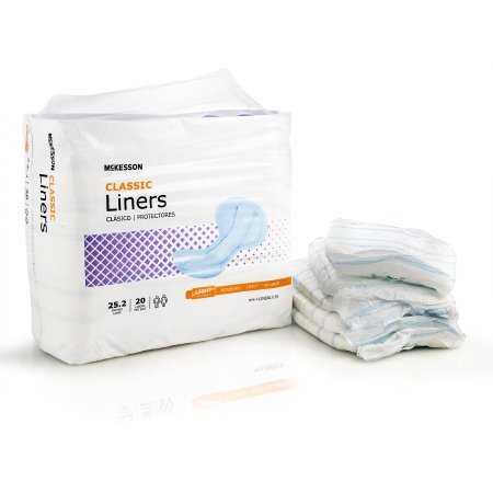 McKesson Classic - Incontinence Liner 25-1/5 Inch Length Light Absorbency Polymer Core One Size Fits Most Adult Unisex Disposable - McKesson - LINERLT-34