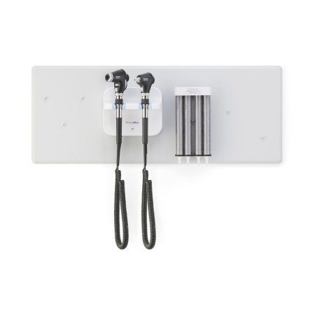 Green Series 777 - Wall Transformer Welch Allyn Integrated Wall System with PanOptic Plus LED Ophthalmoscope, MacroView Plus LED Otoscope for iExaminer, BP Aneroid, and Ear Specula Dispenser - 777-PM2WXX-US
