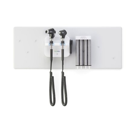 Green Series 777 - Wall Transformer Welch Allyn Integrated Wall System with PanOptic Plus LED Ophthalmoscope, MacroView Plus LED Otoscope for iExaminer, and Ear Specula Dispenser - 777-PM3WXX-US