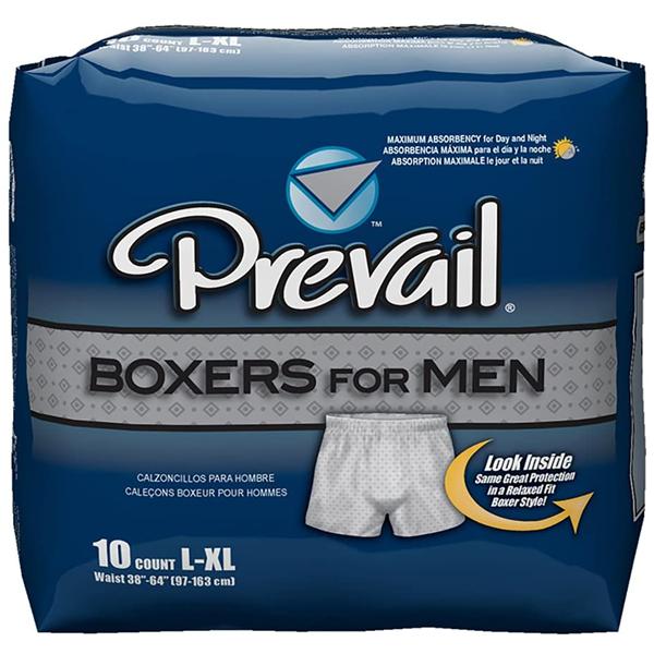 First Quality Products Boxers Prevail Adult Male Large/Xl 38-64" Maximum Odor Guard Diamond Print 40/Ca - PBM-513