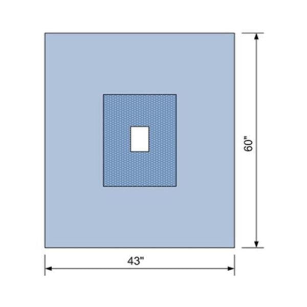 C-Core Medical Drape Surgical 4X6" Fenestrated 43X60" Blue 48/Ca - 19154SMS