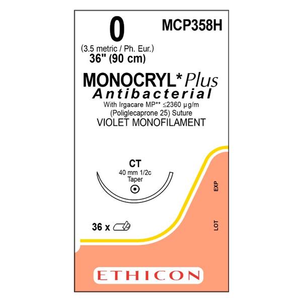 Ethicon Inc,a J & J Company Suture 0 Tcs/Pcl25 Ct Monocryl Plus Violet 36" Monofilament 36/Bx - MCP358H