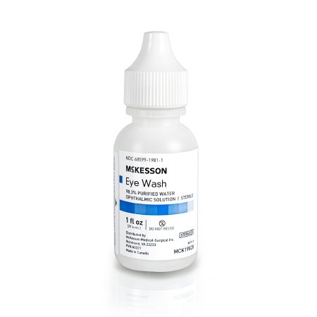 McKesson - Eye Wash Solution Active ingredient: 98.3% Purified Water Inactive ingredients: boric acid, sodium borate, sodium chloride 1 oz. Squeeze Bottle - MCK19828