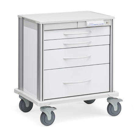 Pace Series - Multifunctional Supply Cart Aluminum Case White - Solaire Medical - SP21W4