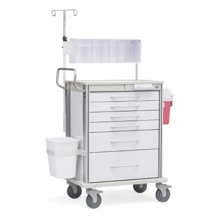 Pace Series - IV Prep Cart Aluminum Case 29-1/4 X 21-1/4 X 45-1/2 Inch White 6 Inch Height Drawers - SP30W6 W/SPIVP