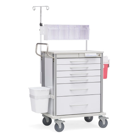 Pace Series - IV Prep Cart Aluminum Case 29-1/4 X 21-1/4 X 45-1/2 Inch White 6 Inch Height Drawers - Solaire Medical - SP30W6 W/SPIVP