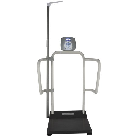Health O Meter - Floor Scale with Height Rod Digital Display 1000 lbs. 454 kg Capacity Black AC Adapter / Battery Operated - 1100KL-BT-EHR