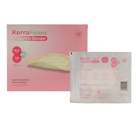 KerraFoam Gentle Border - Silicone Foam Dressing 7 X 8 Inch Oval Adhesive with Border Sterile - 3M Systagenix/Kci - CWL1135