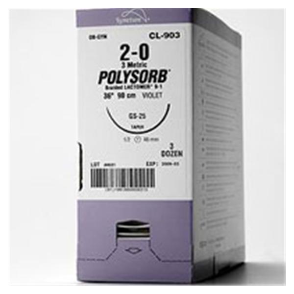 Medtronic MITG-Covidien Suture 3-0 Polyester Gu-46 Polysorb Violet 30" Braid 36/Ca - UL879