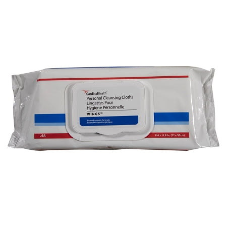 Cardinal Health Wings - Rinse-Free Personal Wipe Soft Pack Vitamin E / Chamomile / Aloe Vera Scented 48 Count - 5199S