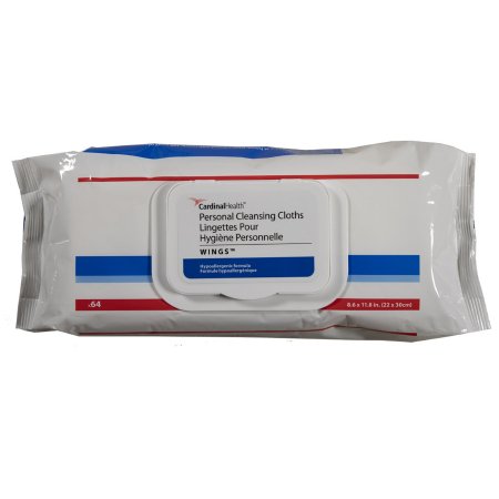 Cardinal Health Wings - Rinse-Free Personal Wipe Soft Pack Vitamin E / Chamomile / Aloe Vera Scented 64 Count - Cardinal - 5299S